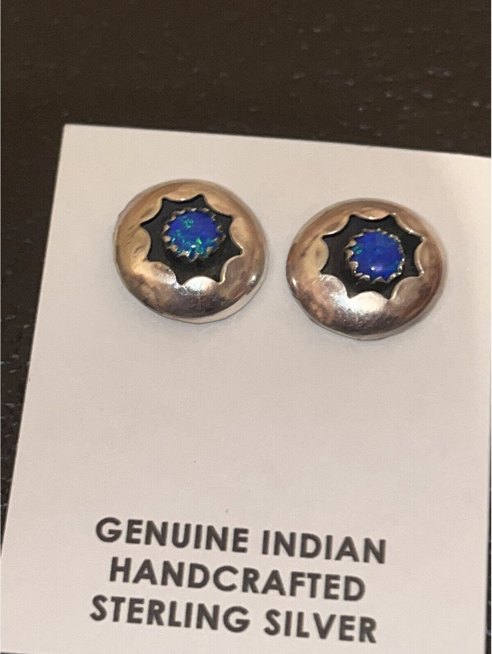 Navajo handmade sterling silver opal earrings